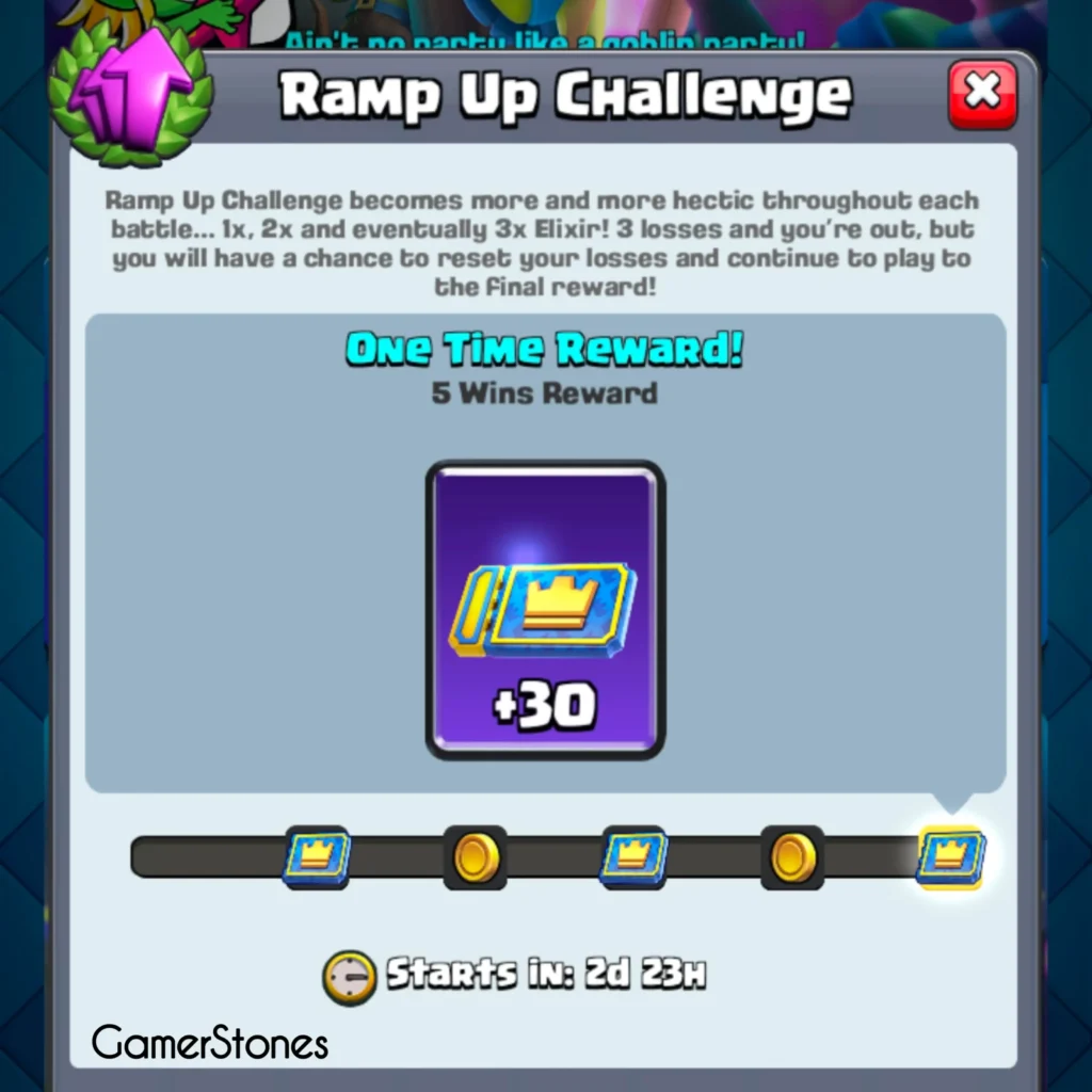 Rewards for Ramp Up Challenge in Clash Royale