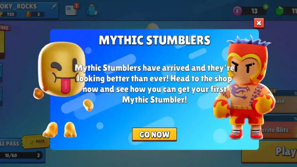 free mythic skins in stumble guys