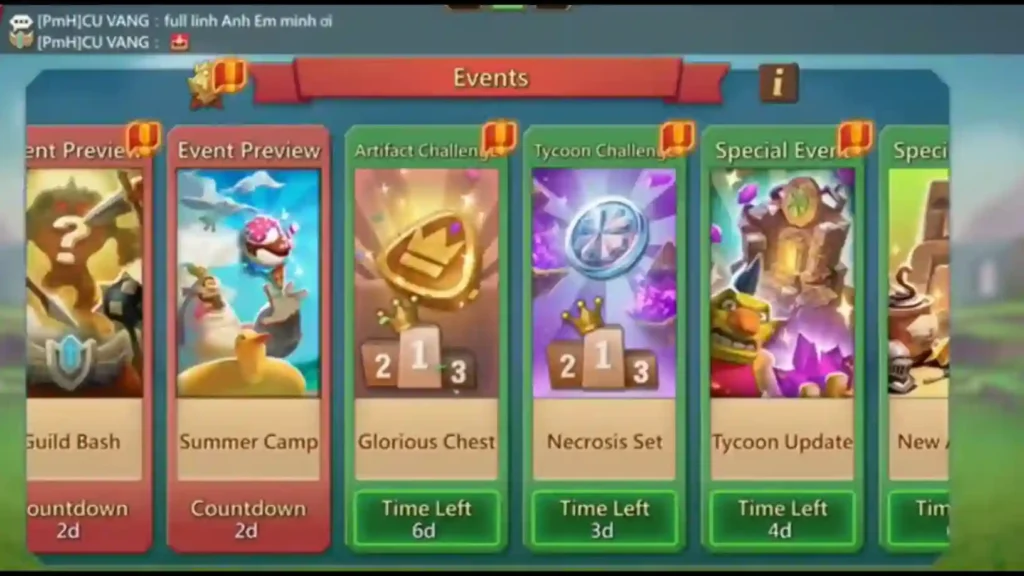 Upcoming Events in Lords Mobile