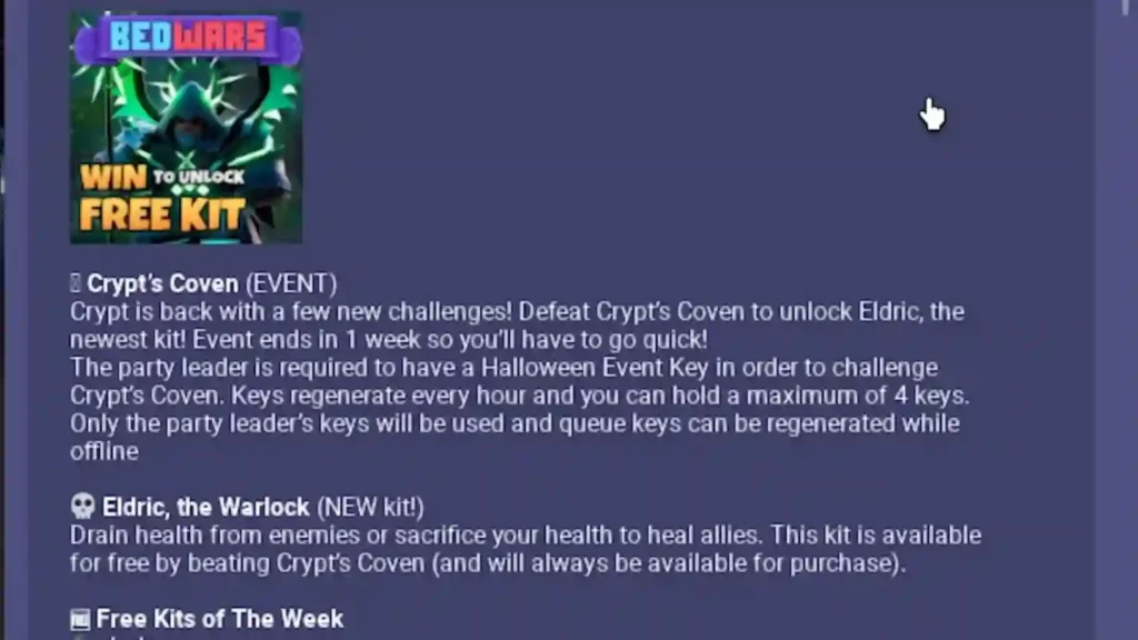 How To Get the Eldric Kit in BedWars (Crypts Coven Event)