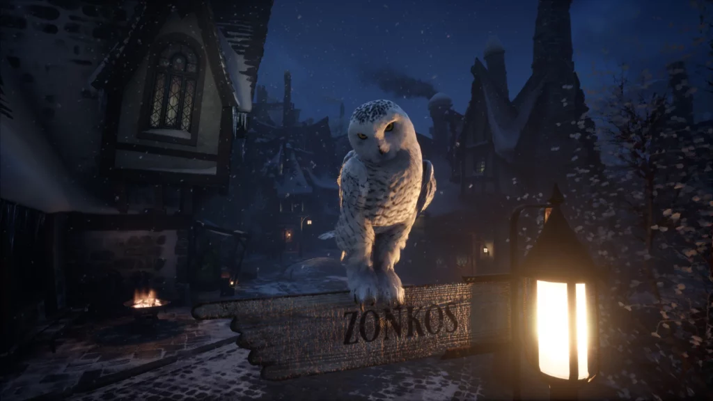 Hogwarts Legacy Owl sitting on Zonkos