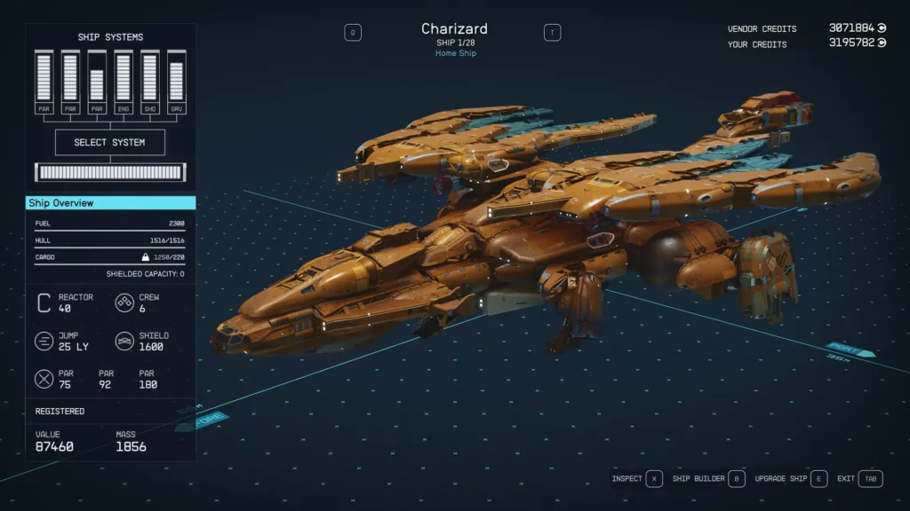 Charizard ship in Starfield game
