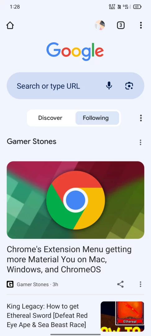 new google chrome discover following feed ui