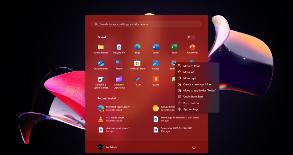 new folder in start menu windows 11