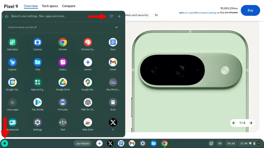 search screen with google lens in chromeos